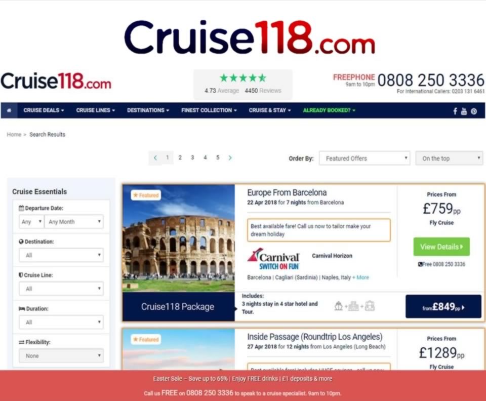 Cruise118 is a mid-range and luxury cruise retail website which specialises in delivering both excellent value and great service. This website sees a huge number of visitors from the UK each day.
